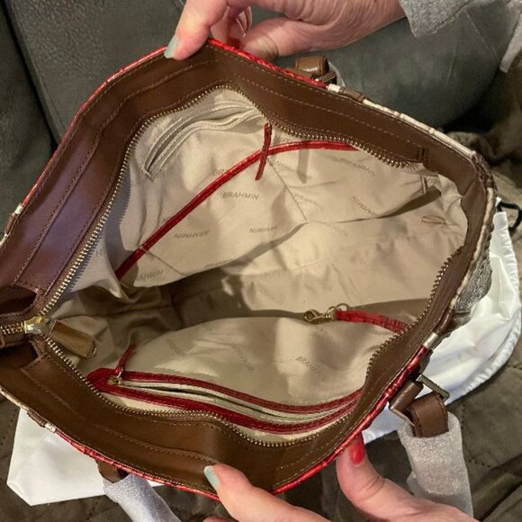 BRAHMIN CROC EMBOSSED MELBOURNE LEATHER MED./LARGE SATCHEL TOTE NWT & REGISTRAT - Picture 15 of 16